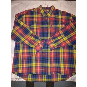 Raider Mens XXL Plaid Button Down Shirt Long Sleeve Multi Color Cotton 661